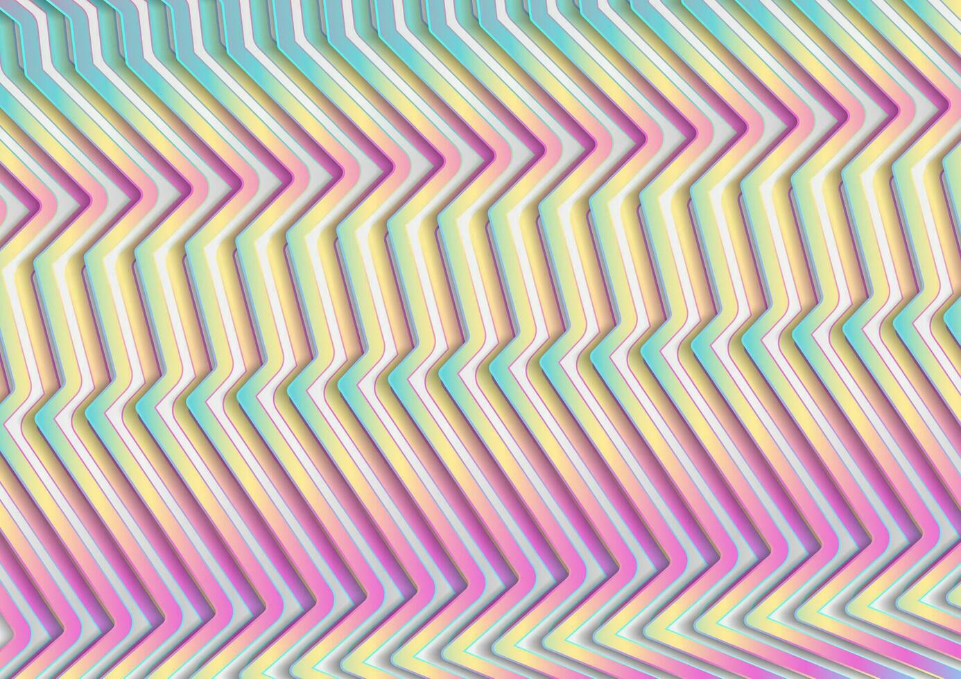 Holographic glossy curved stripes geometric abstract tech background vector