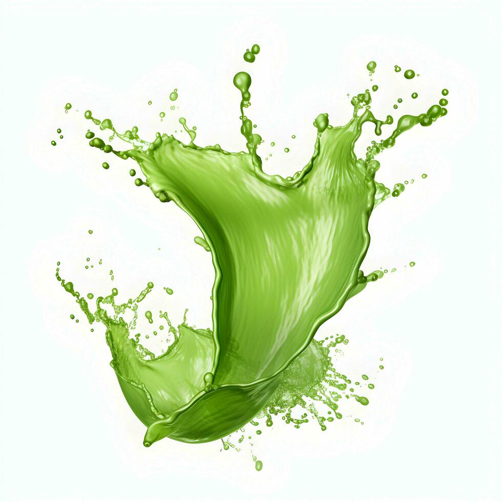 AI generated Photo green juice splash on white background