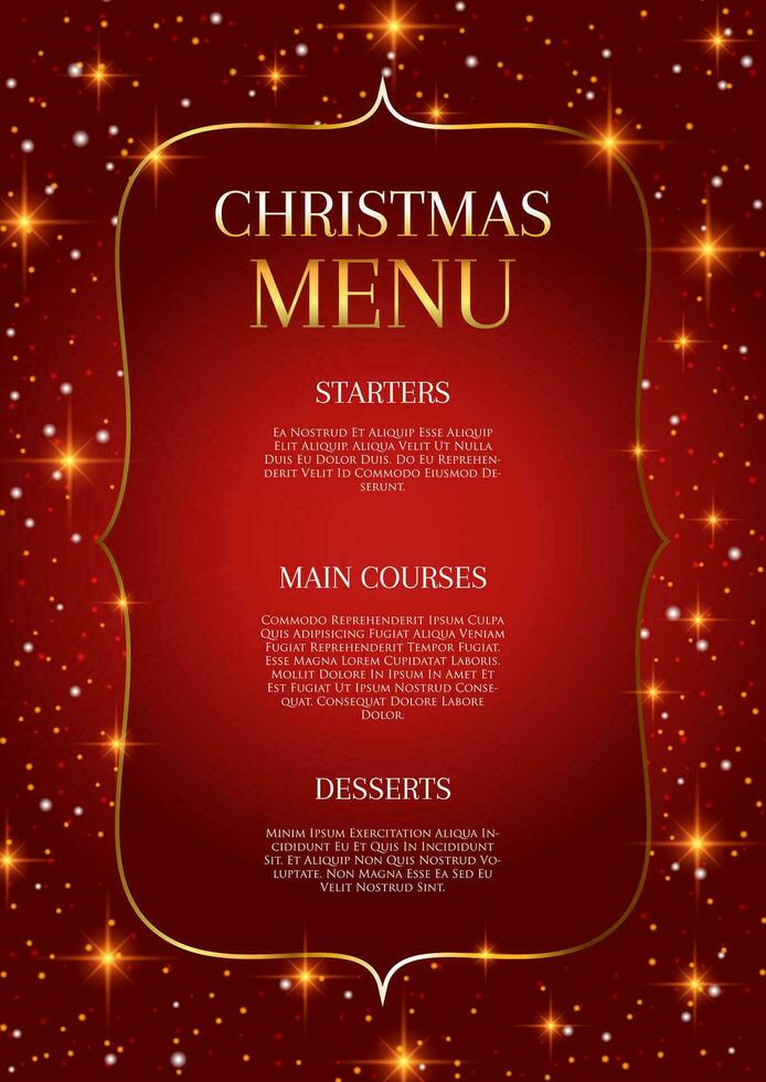 elegant red and gold Christmas menu design vector