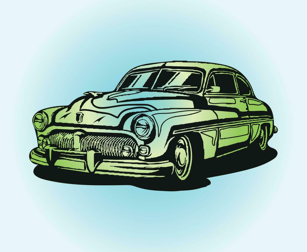 vintage classic car vector. Old Car Vintage Vector Illustration
