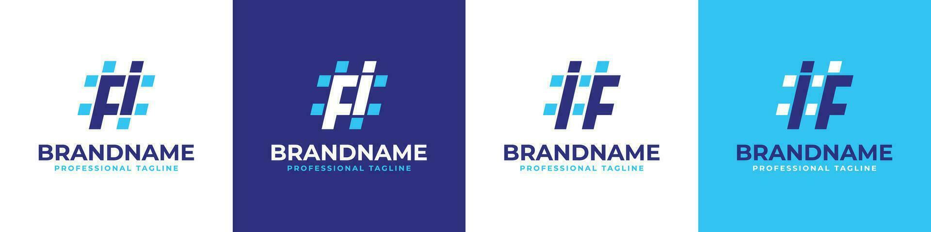 Letter FI and IF Hashtag Logo set, suitable for any business with IF or FI initials. vector