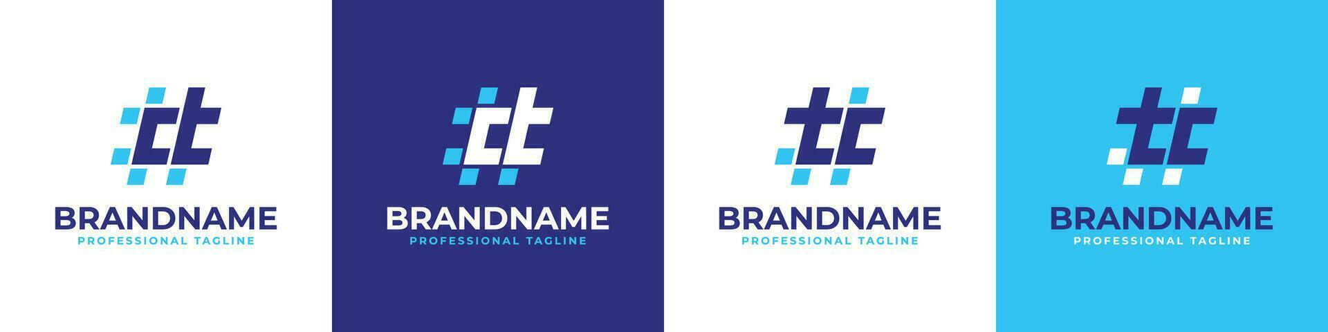 Letter CT and TC Hashtag Logo set, suitable for any business with TC or CT initials. vector