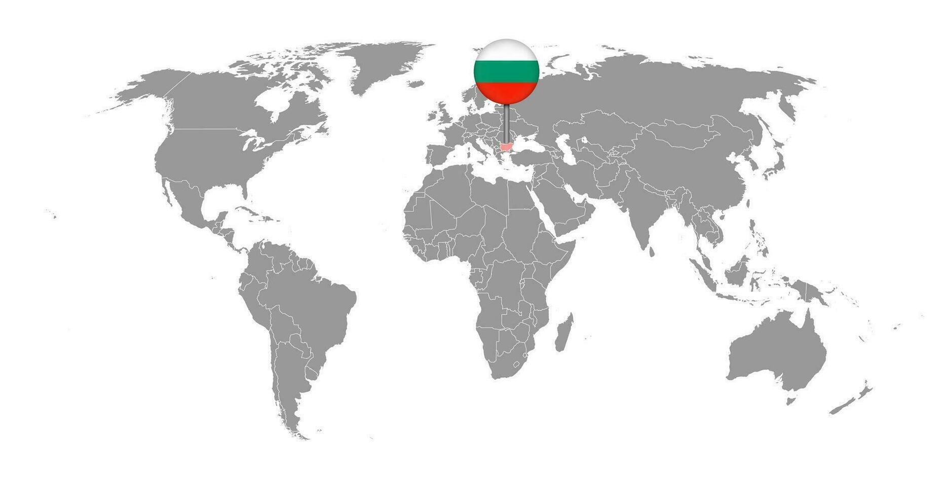 pin mapa con bandera de bulgaria en el mapa mundial. ilustración vectorial vector