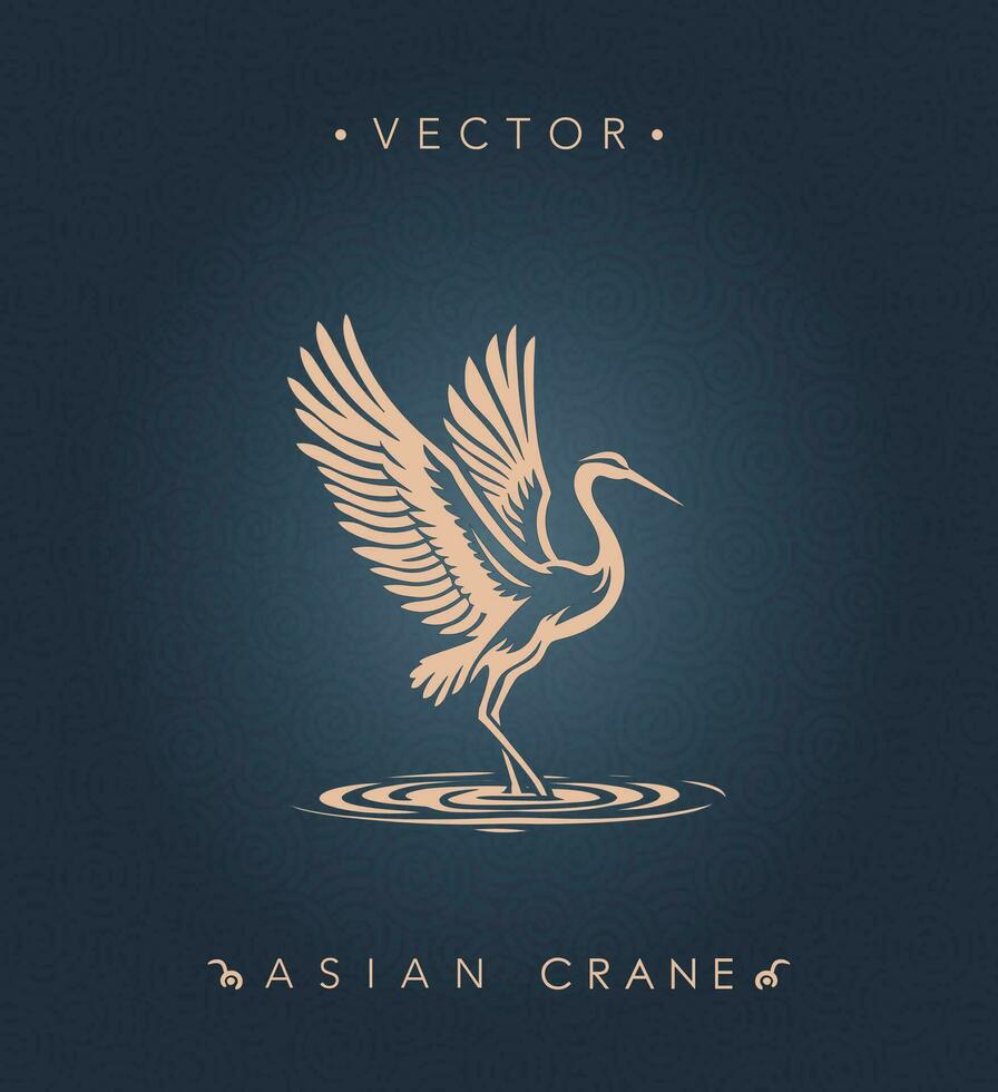 Crane Landing on Water Vector