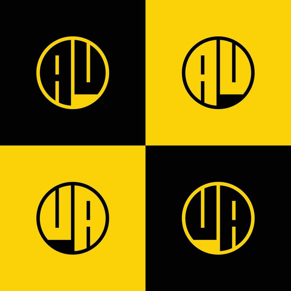 Simple AU and UA Letter Circle Logo Set, suitable for business with UA or AU initial. vector