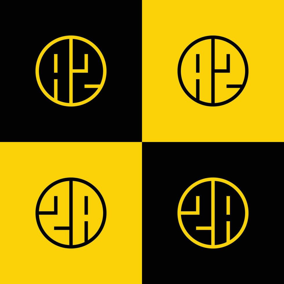 Simple AZ and ZA Letter Circle Logo Set, suitable for business with ZA or AZ initial. vector