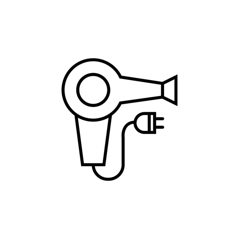 Hairdryer Simple Outline Sign for Adverts. Suitable for books, stores, shops. Editable stroke in minimalistic outline style. Symbol for design vector