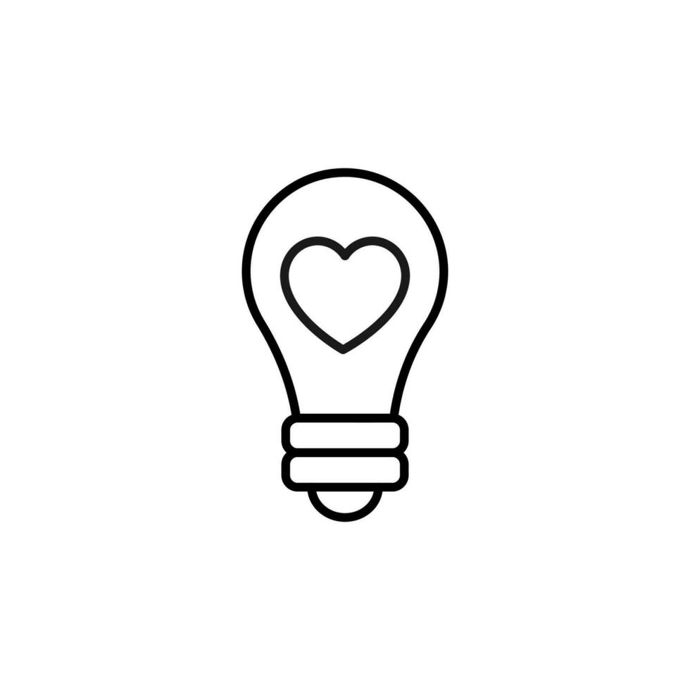 Heart in Lamp Outline Simple Icon of Thin Line. Vector Illustration for web sites, apps, design, banners and other purposes