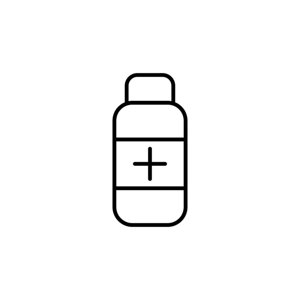 Bottle with Pills Minimalistic Outline Vector Sign. Vector Illustration for web sites, apps, design, banners and other purposes