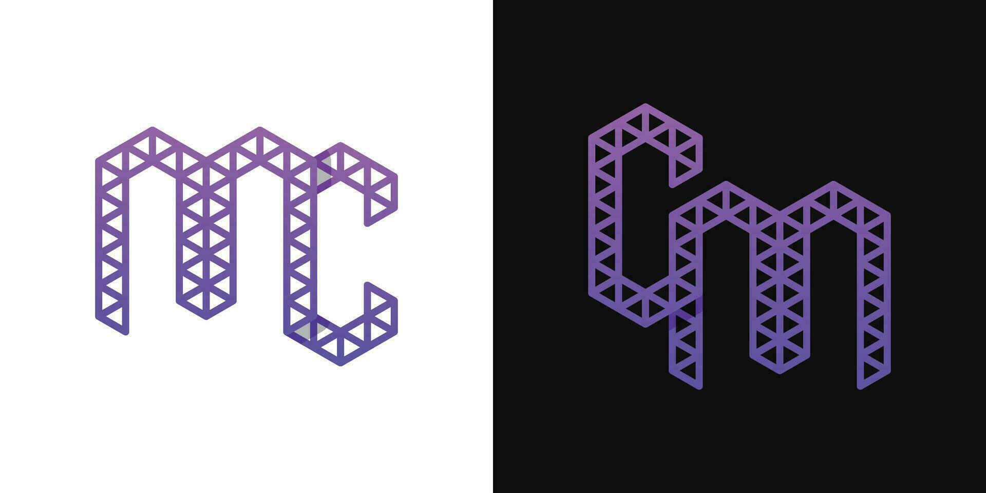 Letters CM and CM Polygon Logo Set, suitable for business related to polygon with CM and MC initials. vector