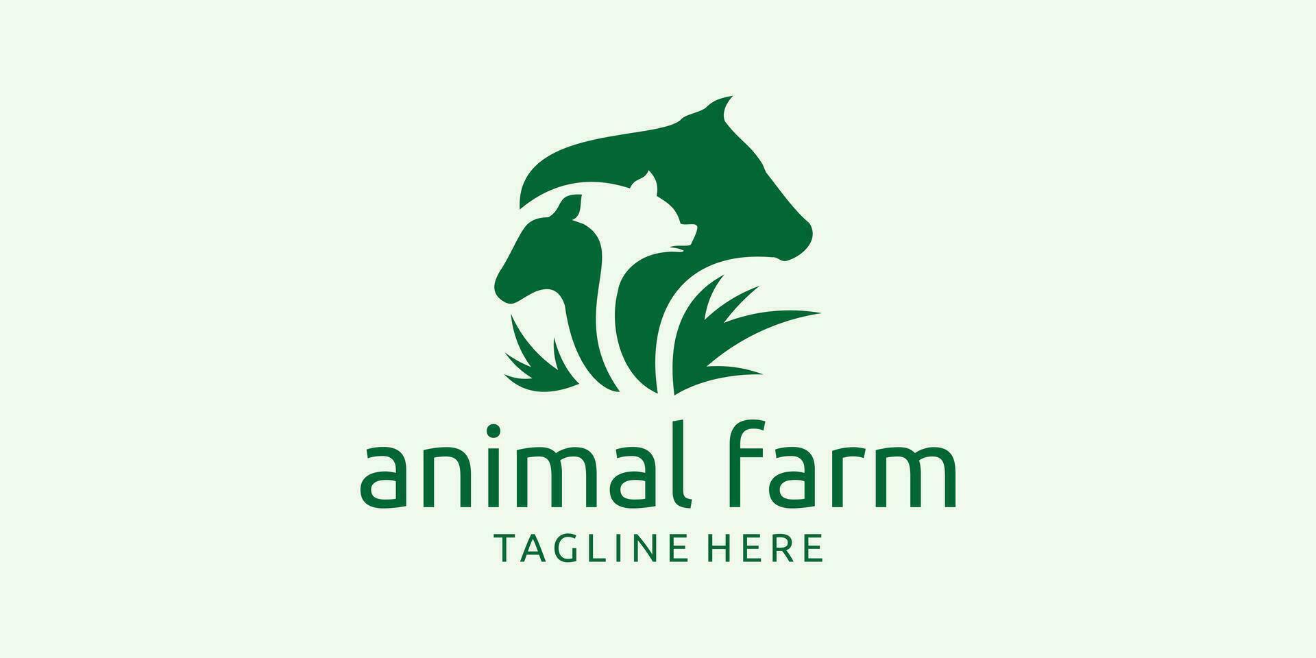 animal granja logo diseño con elementos de un combinación de varios granja animales vector