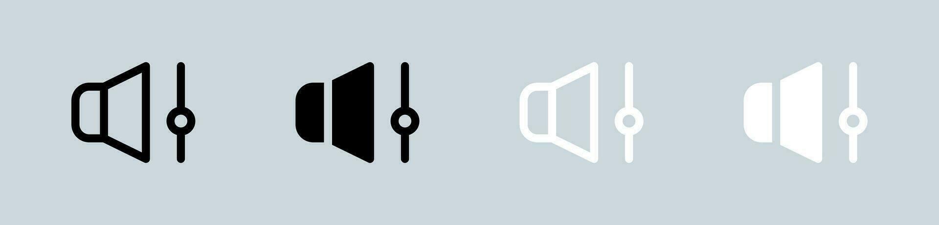 Volume icon set in black and white. Audio level signs vector illustration.