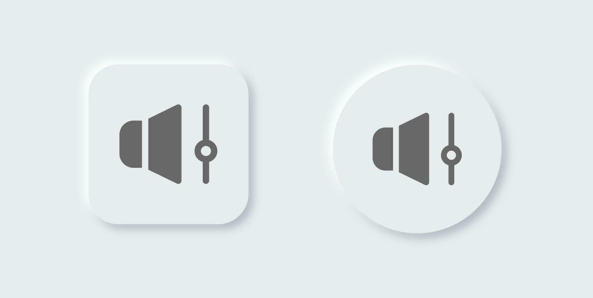 Volume solid icon in neomorphic design style. Audio level signs vector illustration.