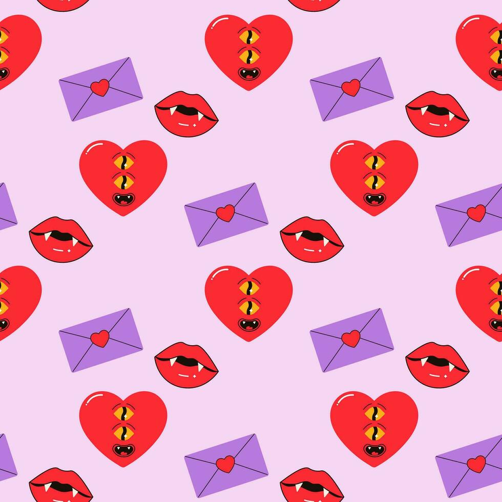 seamless pattern, valentine's day, letter, heart, message vector