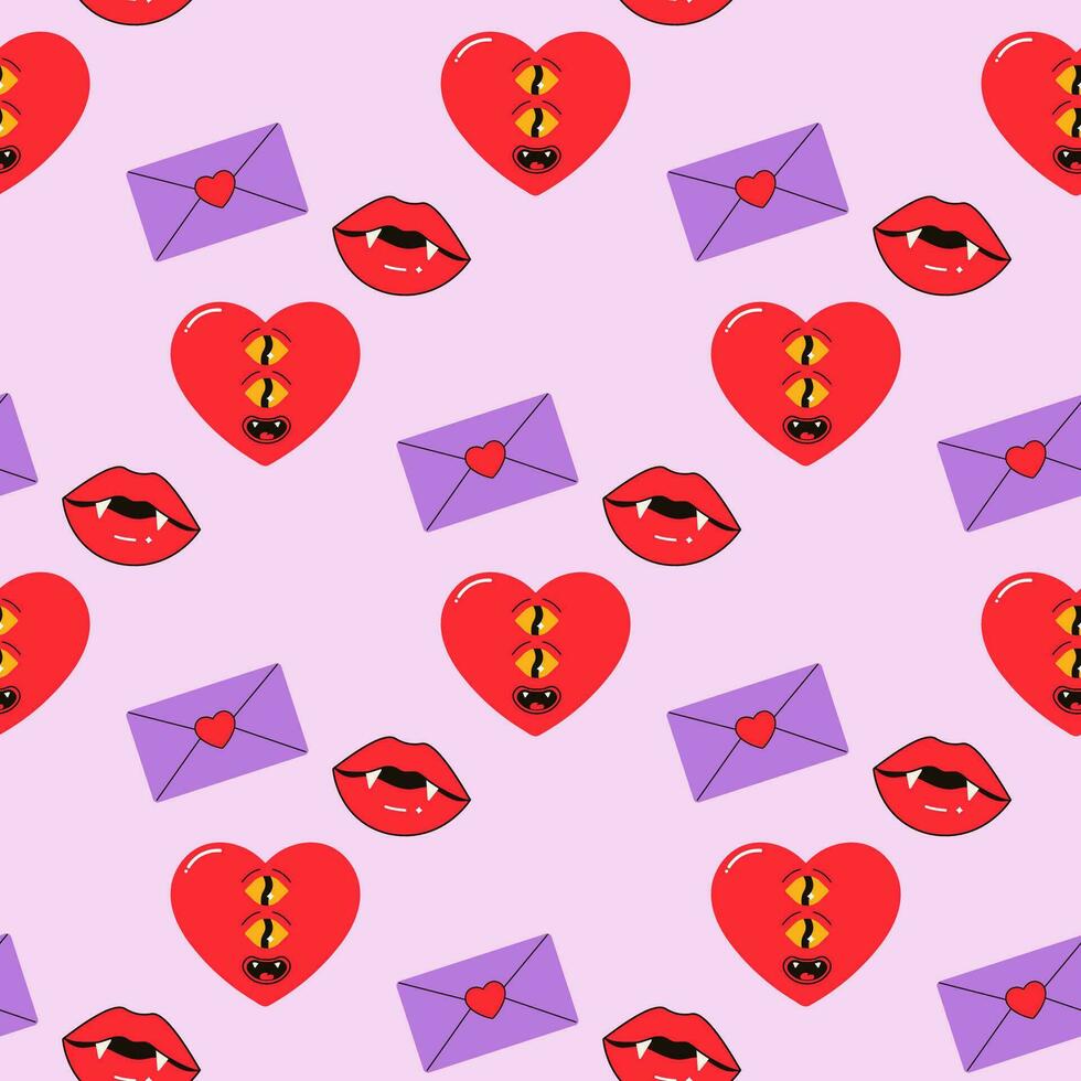 seamless pattern, valentine's day, letter, heart, message vector