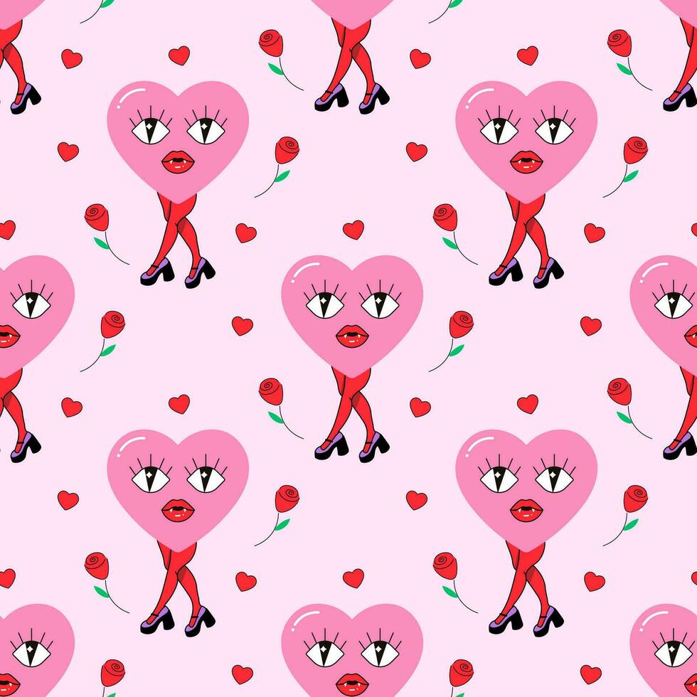 sin costura modelo maravilloso corazón, San Valentín día, personaje vector