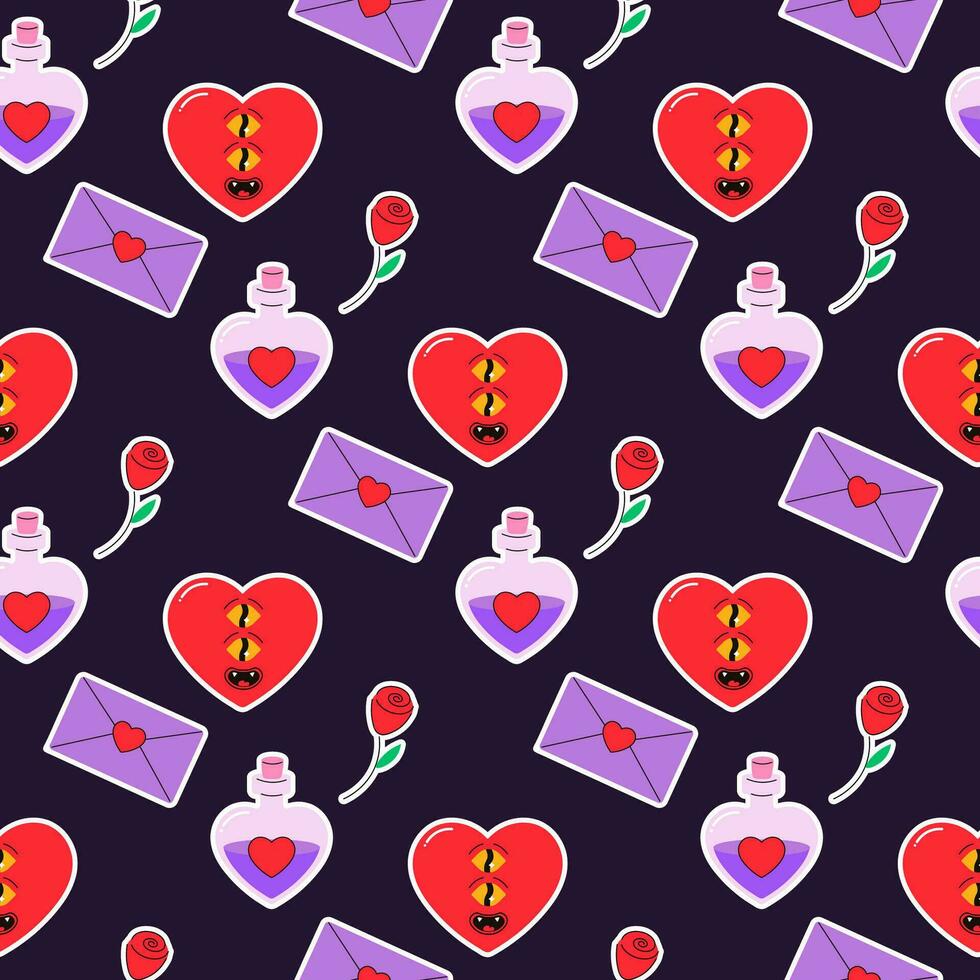 seamless pattern, valentine's day, letter, heart, message vector