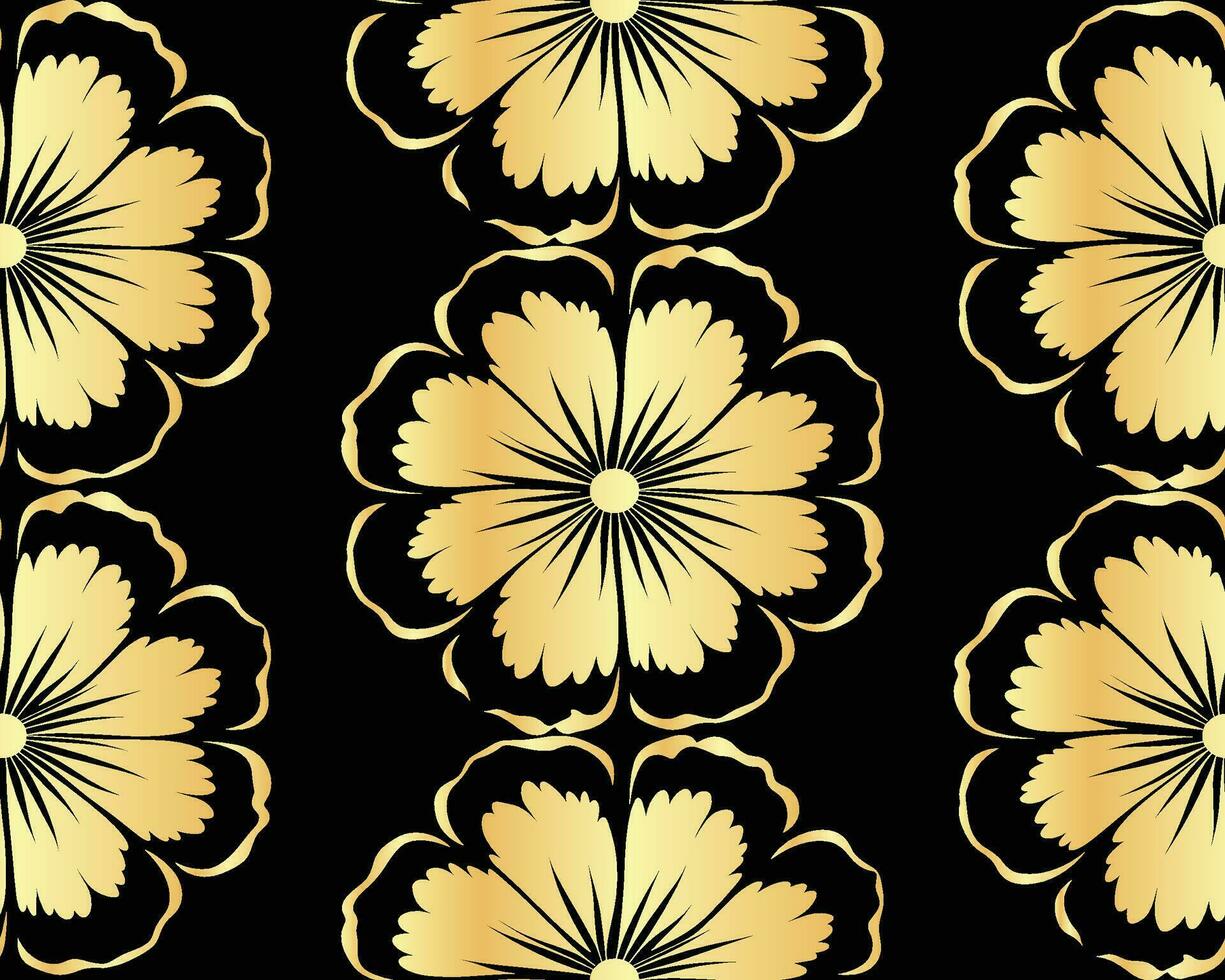 Black and Gold Floral Pattern Wallpaper vector