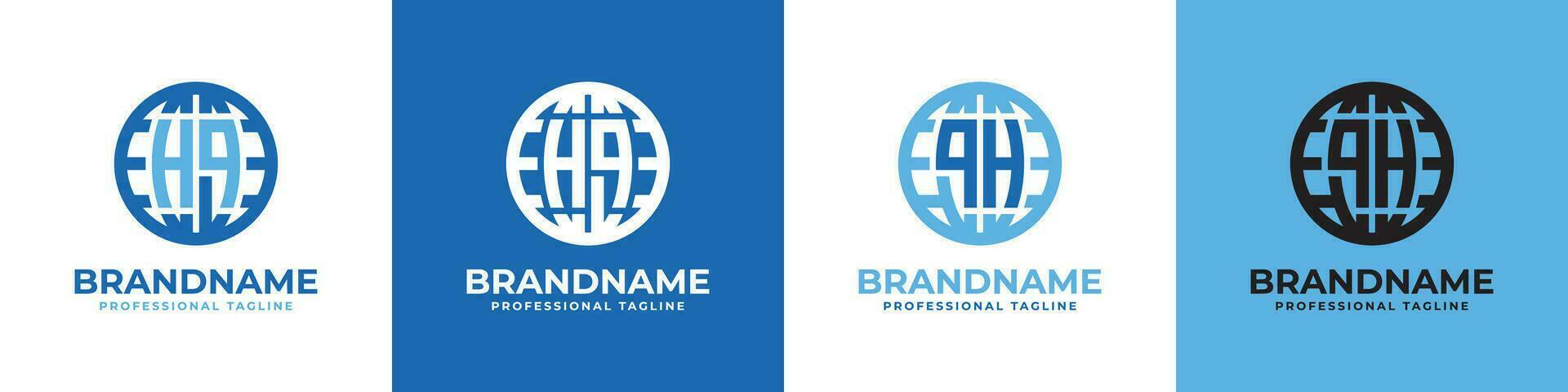 Letter HQ and QH Globe Logo Set, suitable for any business with HQ or QH initials. vector