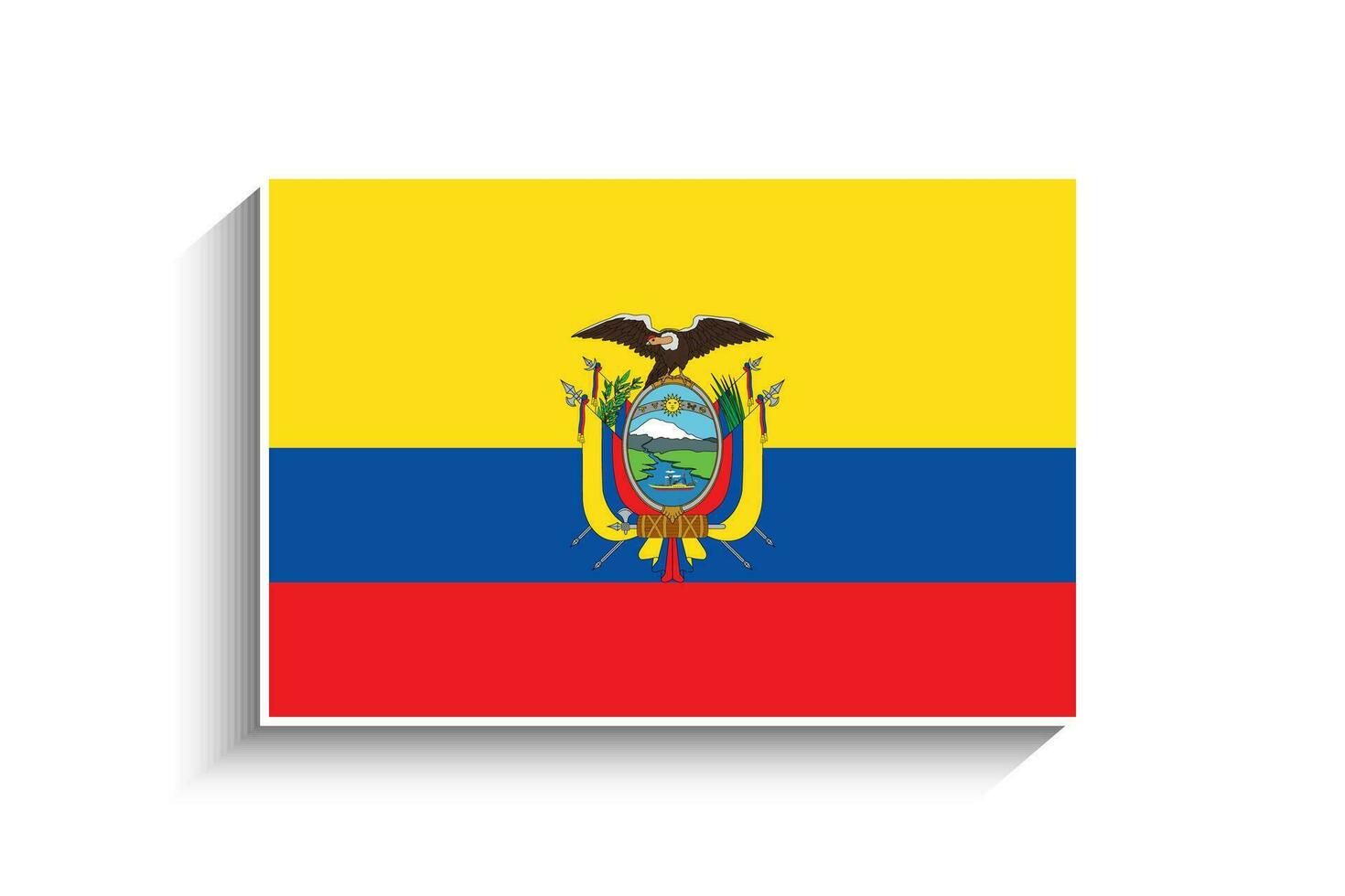 Flat Rectangle Ecuador Flag Icon vector