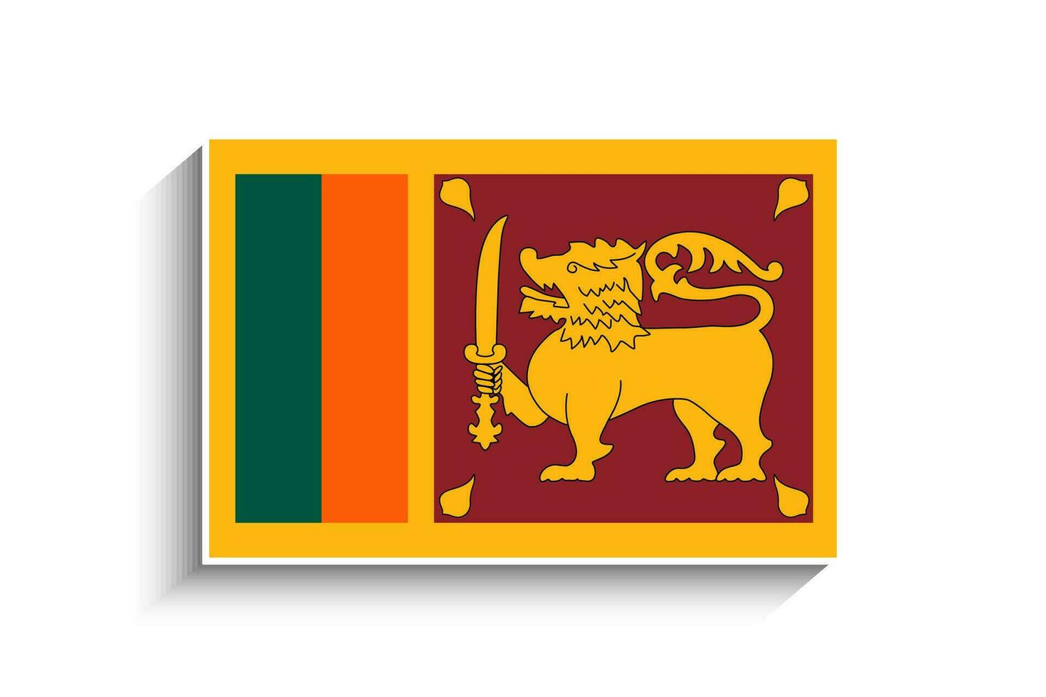 Flat Rectangle Sri Lanka Flag Icon vector