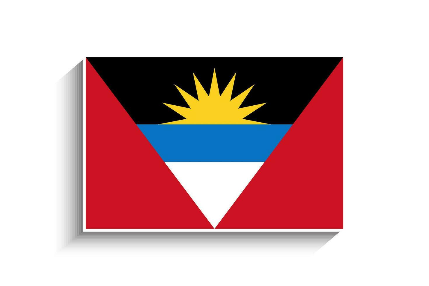 Flat Rectangle Antigua and Barbuda Flag Icon vector