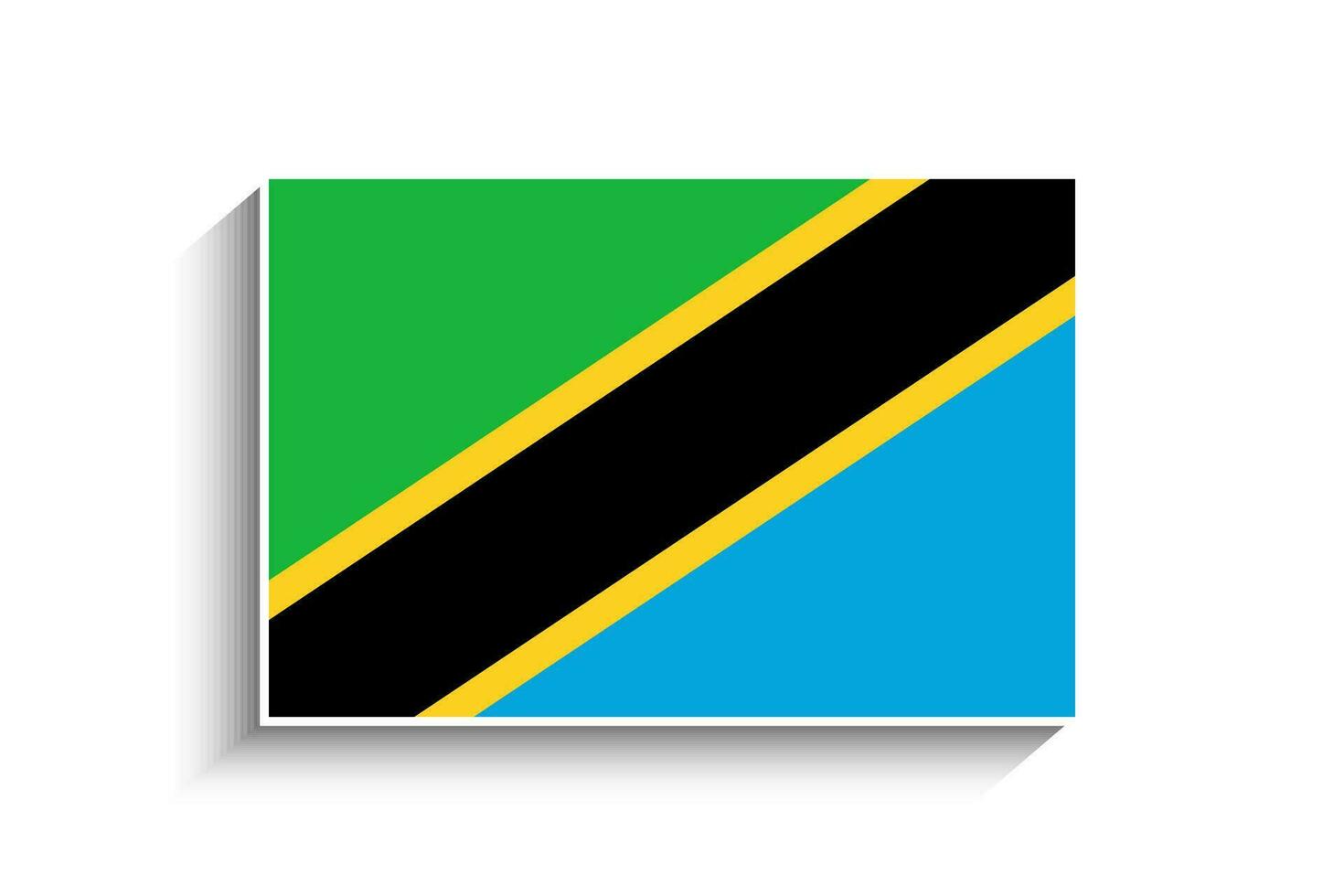 Flat Rectangle Tanzania Flag Icon vector