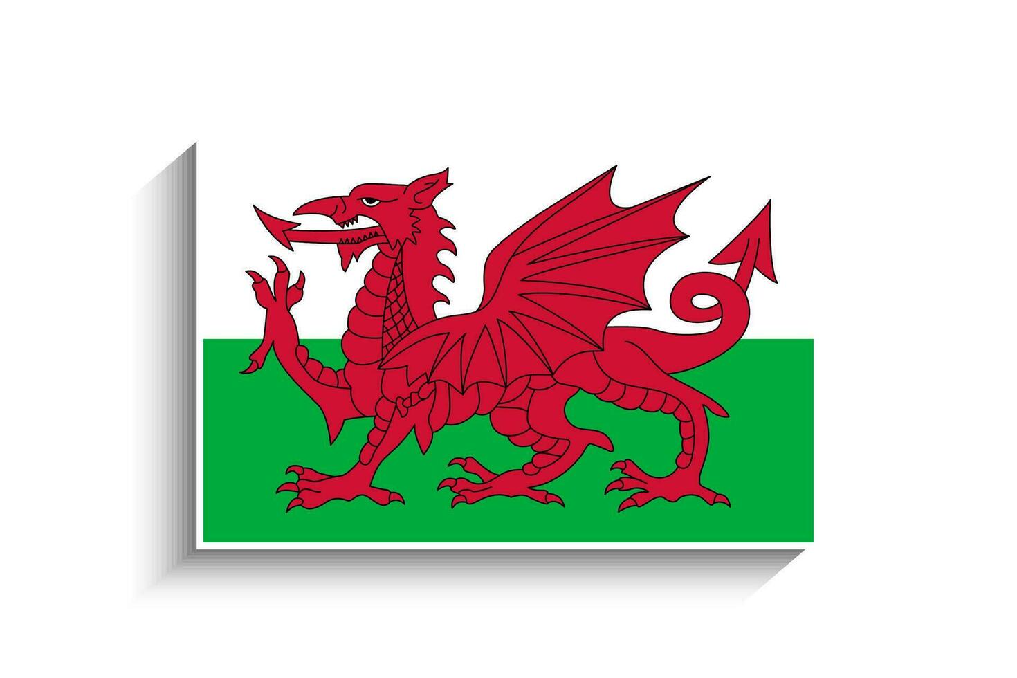 Flat Rectangle Wales Flag Icon vector
