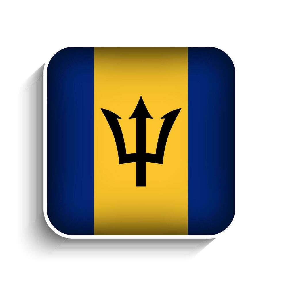 Vector Square Barbados Flag Icon