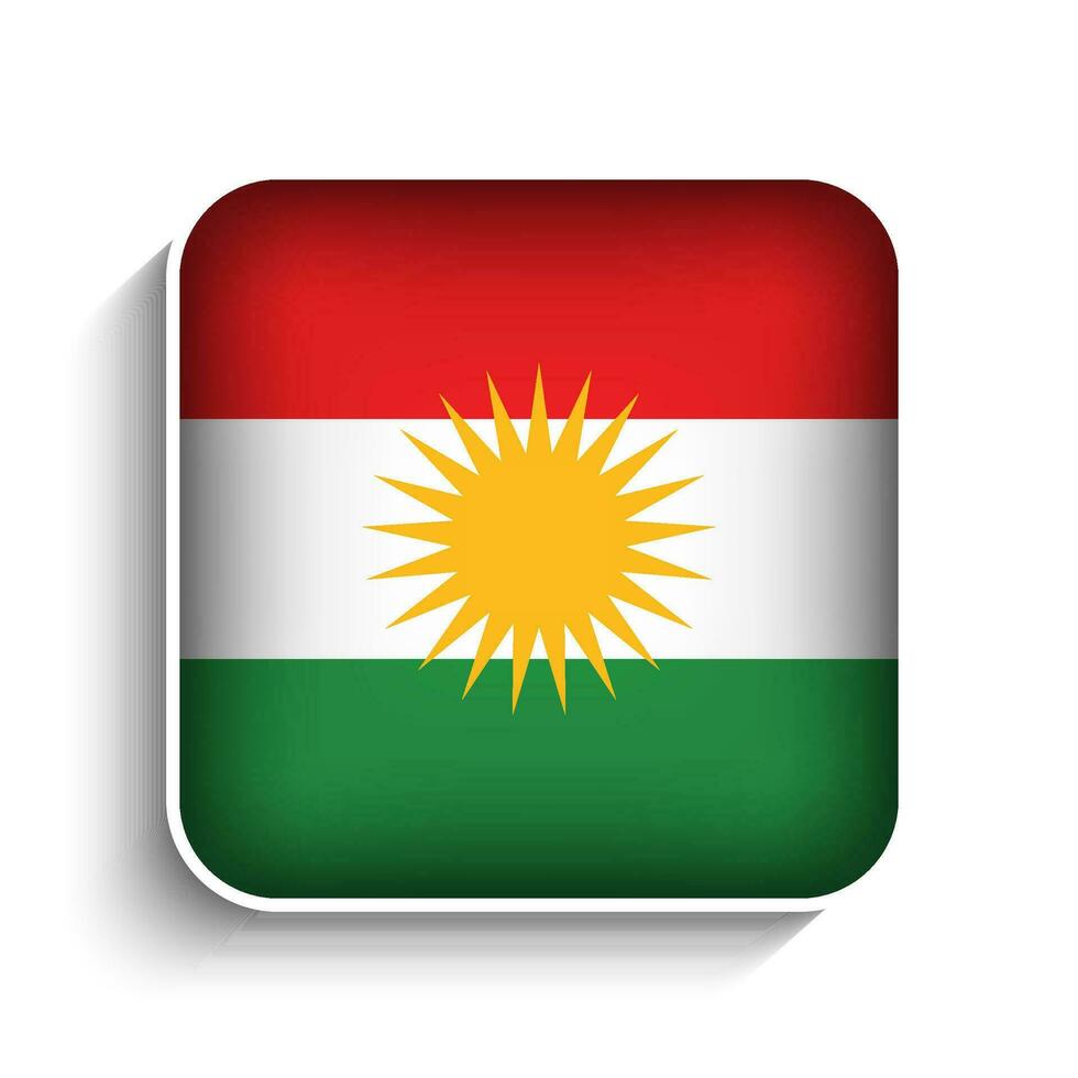 vector cuadrado iraquí Kurdistán bandera icono