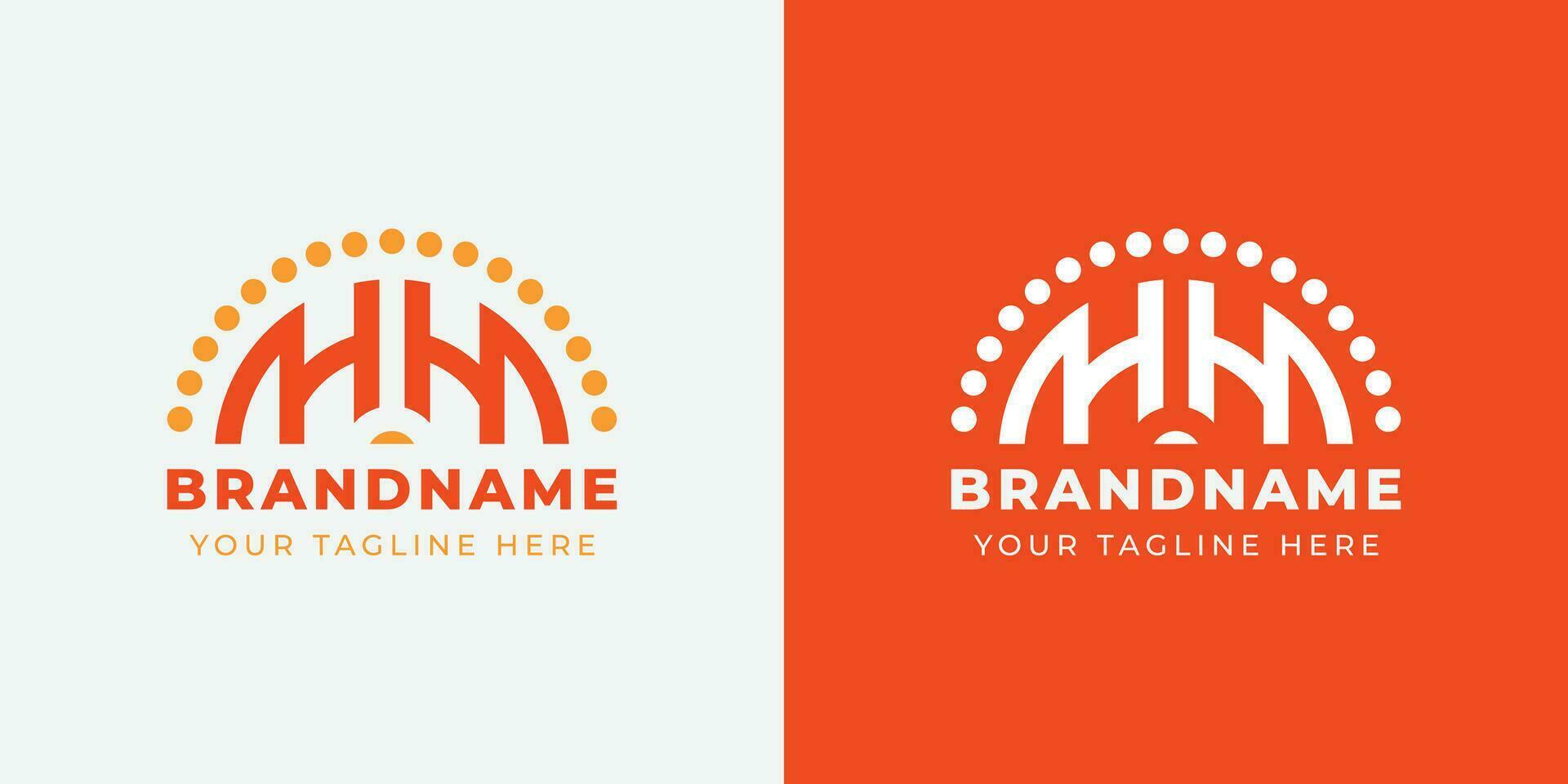 Letter HH Sunrise  Logo Set, suitable for any business with HH initials. vector