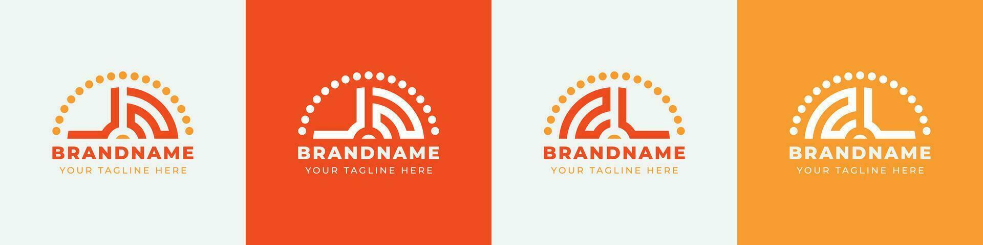 Letter NU and UN or NV and VN Sunrise  Logo Set, suitable for any business with NU and NV or ZV and UZ initials. vector