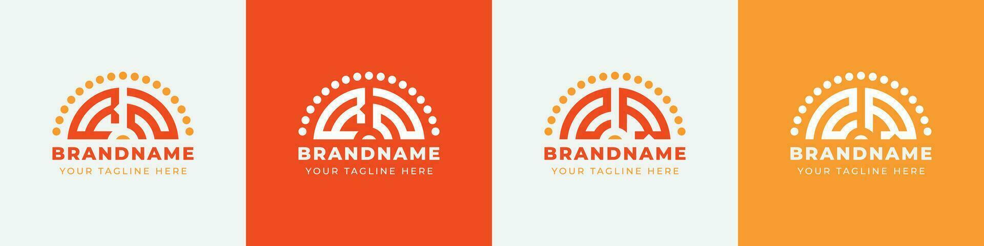Letter NR and RN or ZR and RZ Sunrise  Logo Set, suitable for any business with NR and RN or ZR and RZ initials. vector