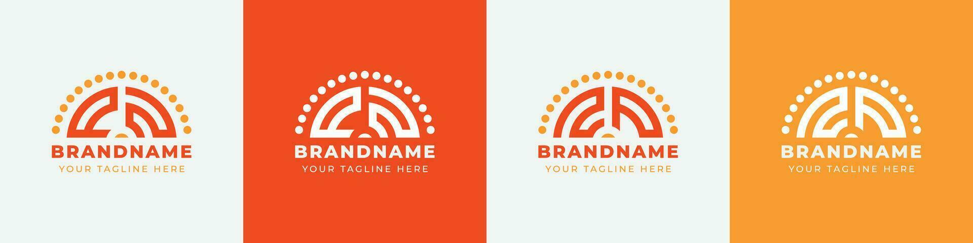 Letter NP and PN or ZP and PZ Sunrise  Logo Set, suitable for any business with NP and PN or ZP and PZ initials. vector