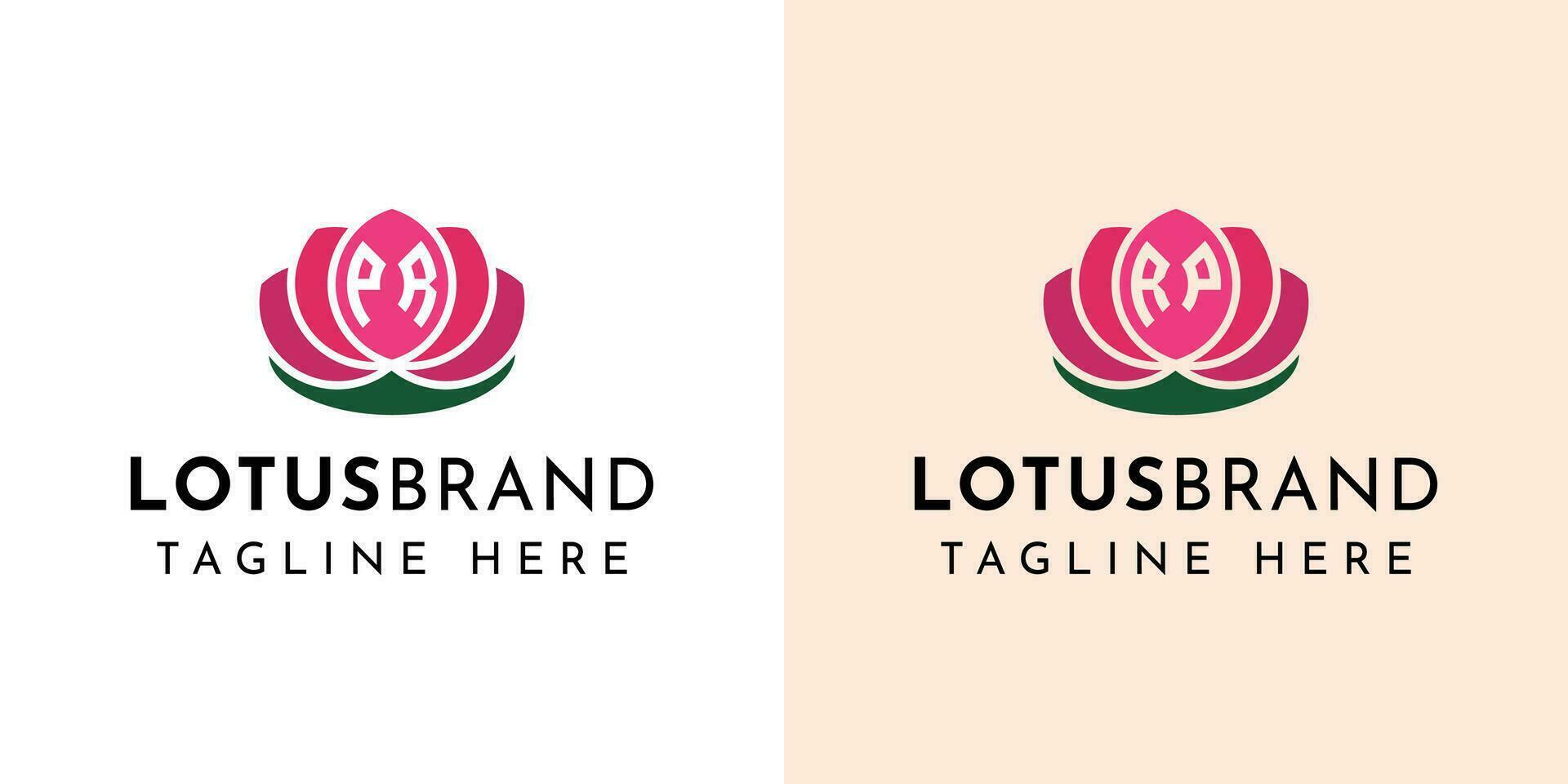 Letter PR and RP Lotus Logo Set, suitable for business related to lotus flowers with PR or RP initials. vector