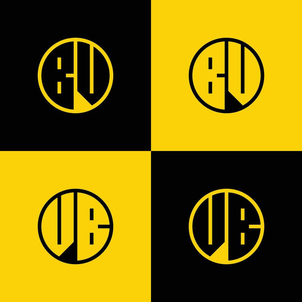 Simple BV and VB Letter Circle Logo Set, suitable for business with BV or VB initial. vector