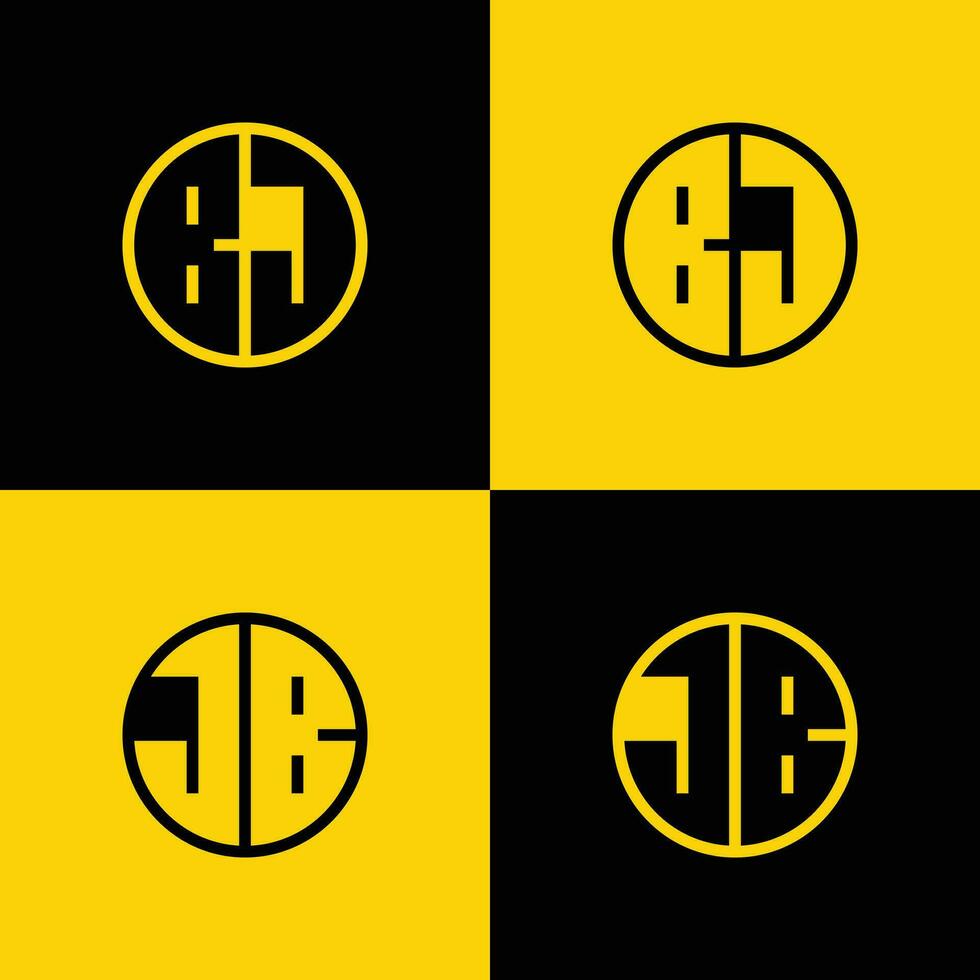 Simple BJ and JB Letter Circle Logo Set, suitable for business with BJ or JB initial. vector