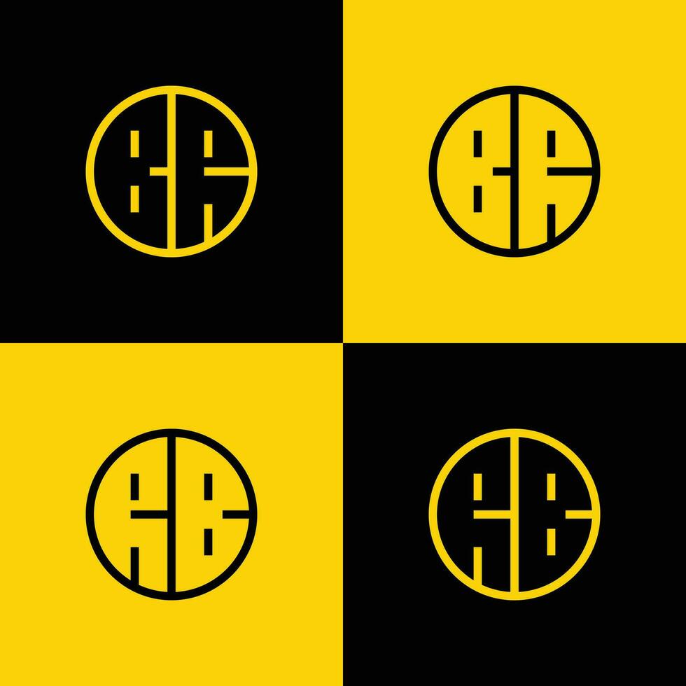 Simple BR and RB Letter Circle Logo Set, suitable for business with BR or RB initial. vector