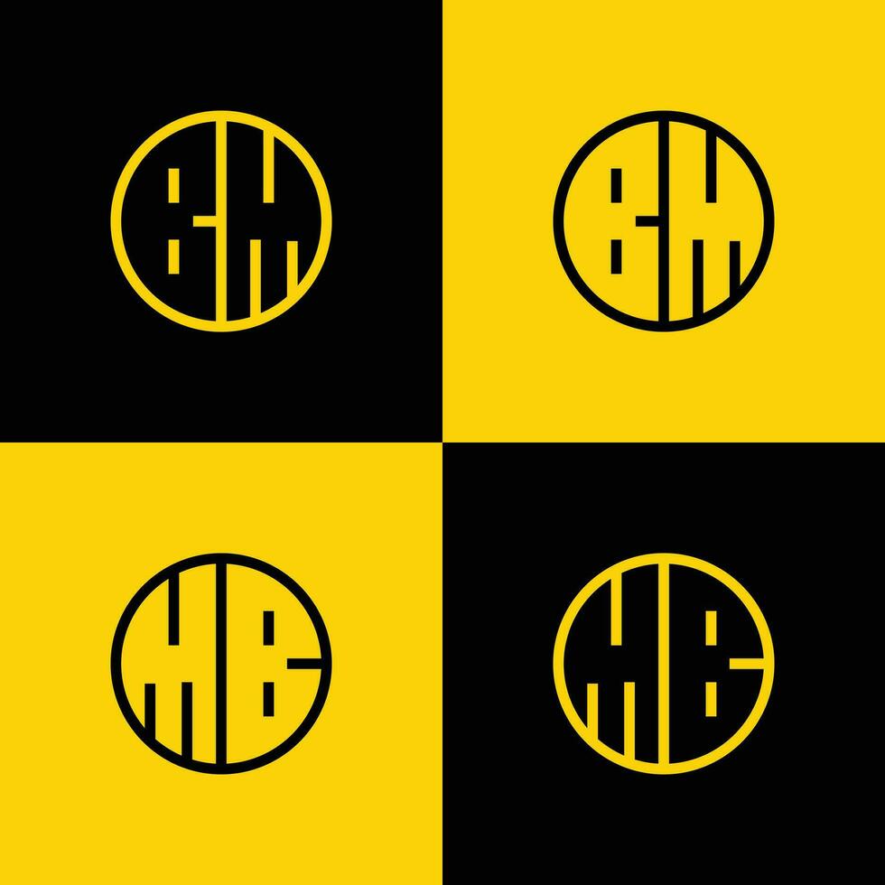 Simple BM and MB Letter Circle Logo Set, suitable for business with BM or MB initial. vector