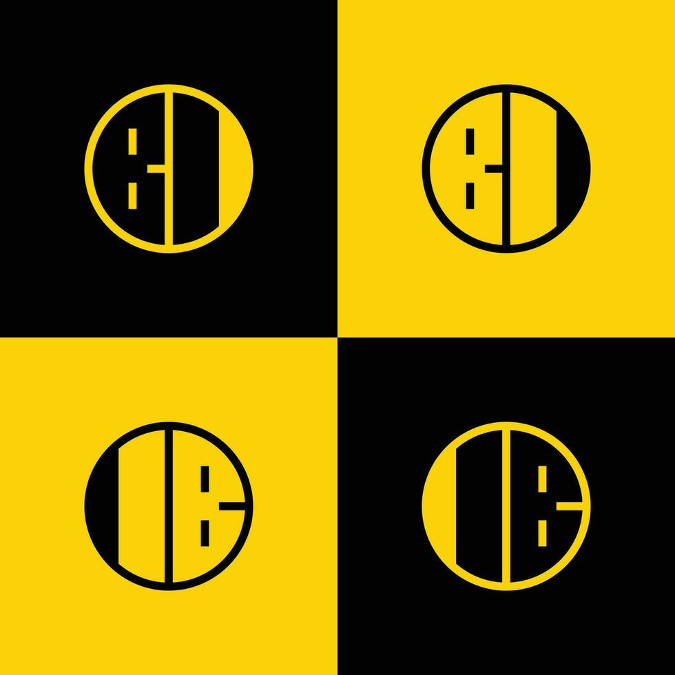 Simple BI and IB Letter Circle Logo Set, suitable for business with BI or IB initial. vector