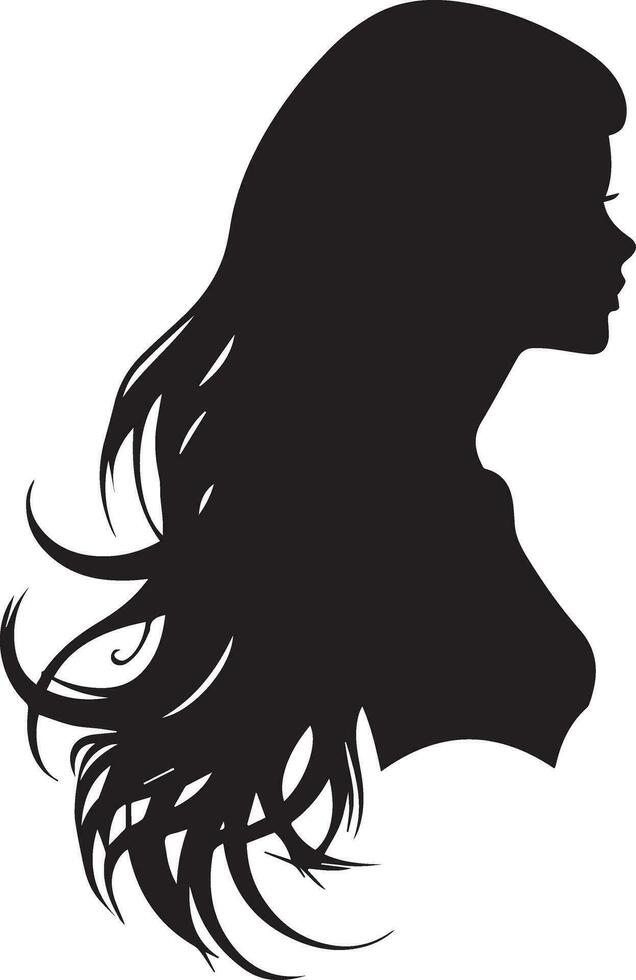 Woman Hair vector silhouette black color 4