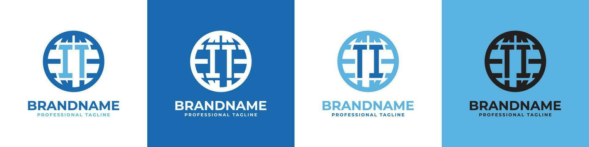 Letter IT and TI Globe Logo Set, suitable for any business with IT or TI initials. vector