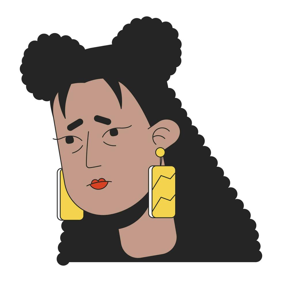 Flu latina woman tired 2D linear vector avatar illustration