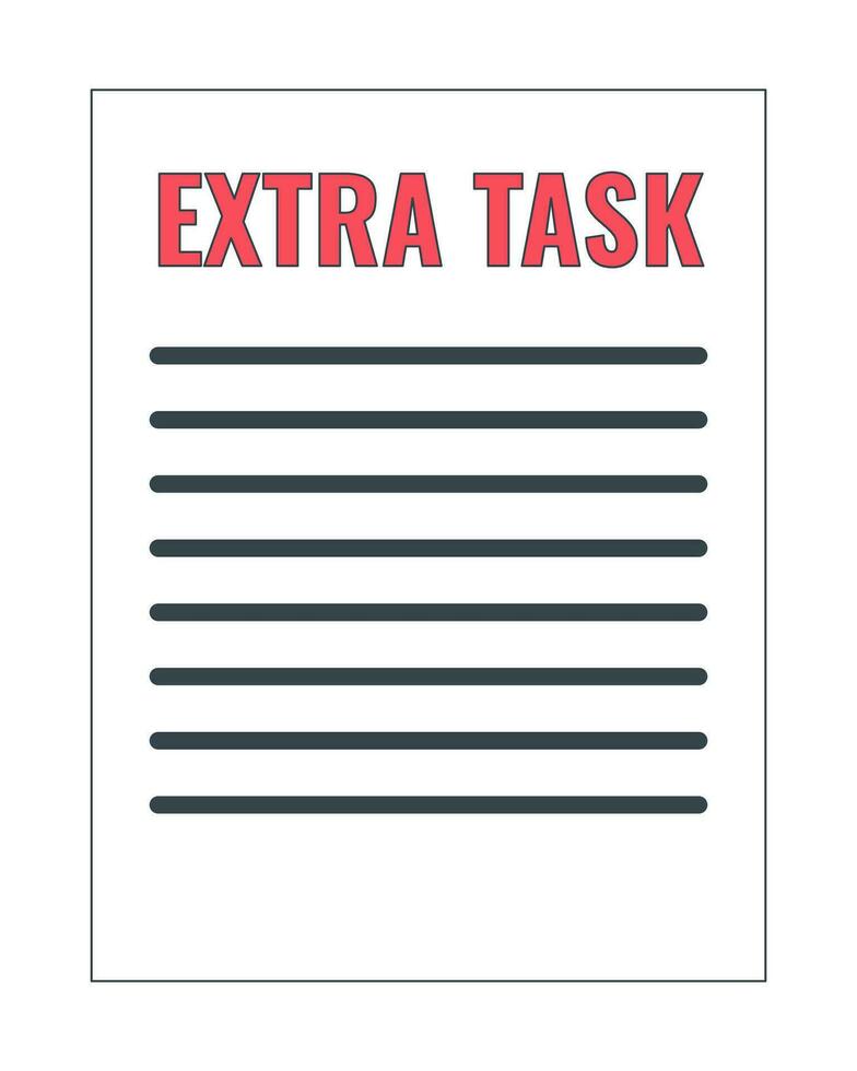 Extra task paperwork 2D linear cartoon object vector