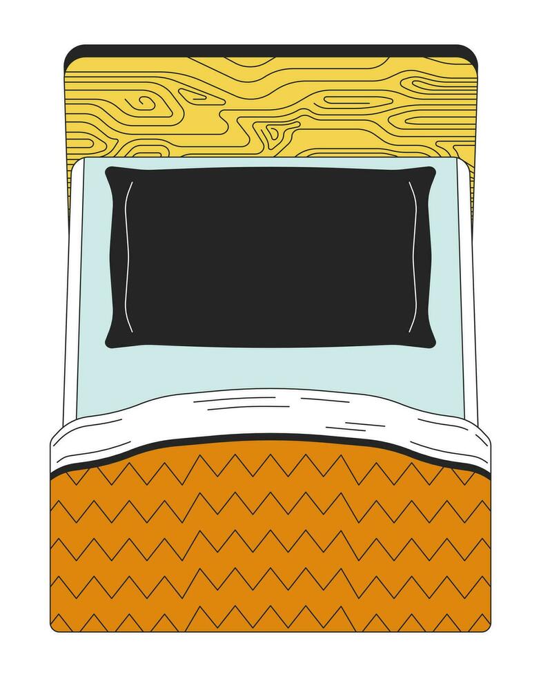 Pillow bed top view 2D linear cartoon object vector