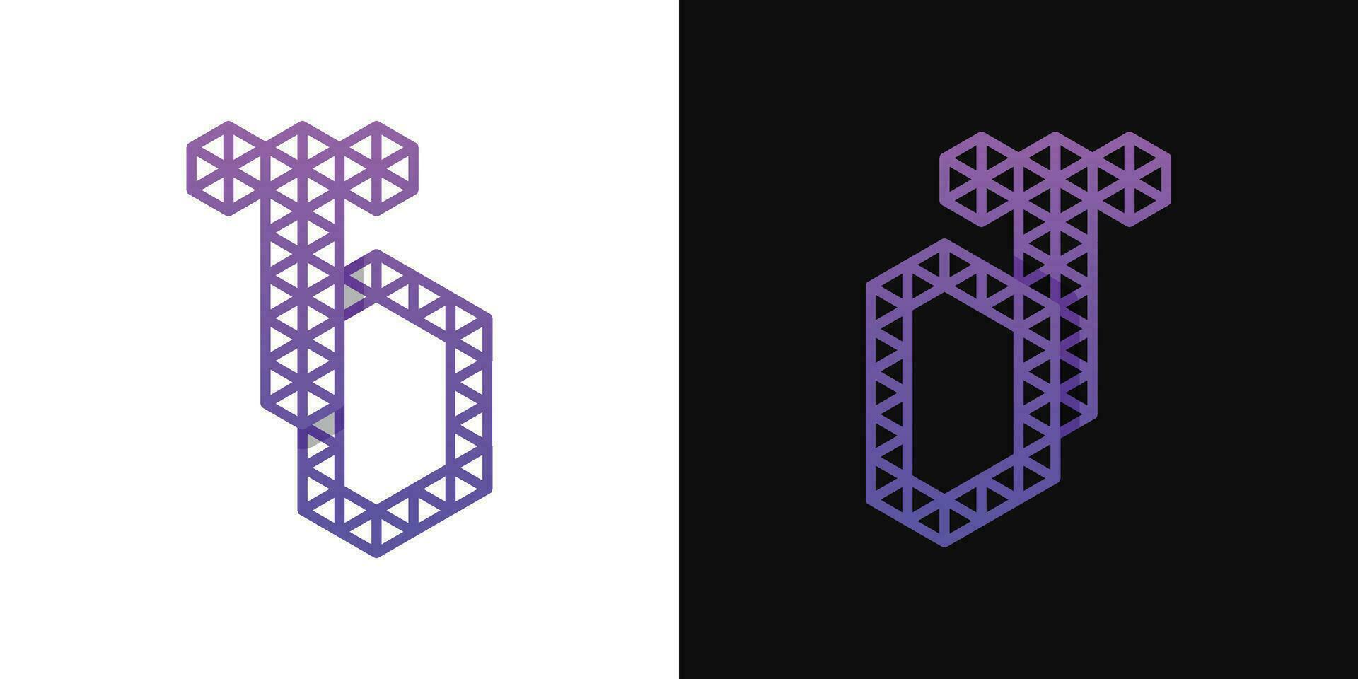 Letters DT and TD Polygon Logo Set, suitable for business related to polygon with DT and TD initials. vector