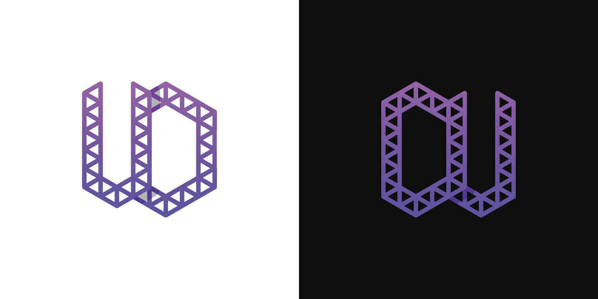 Letters DU and UD Polygon Logo Set, suitable for business related to polygon with DU and UD initials. vector