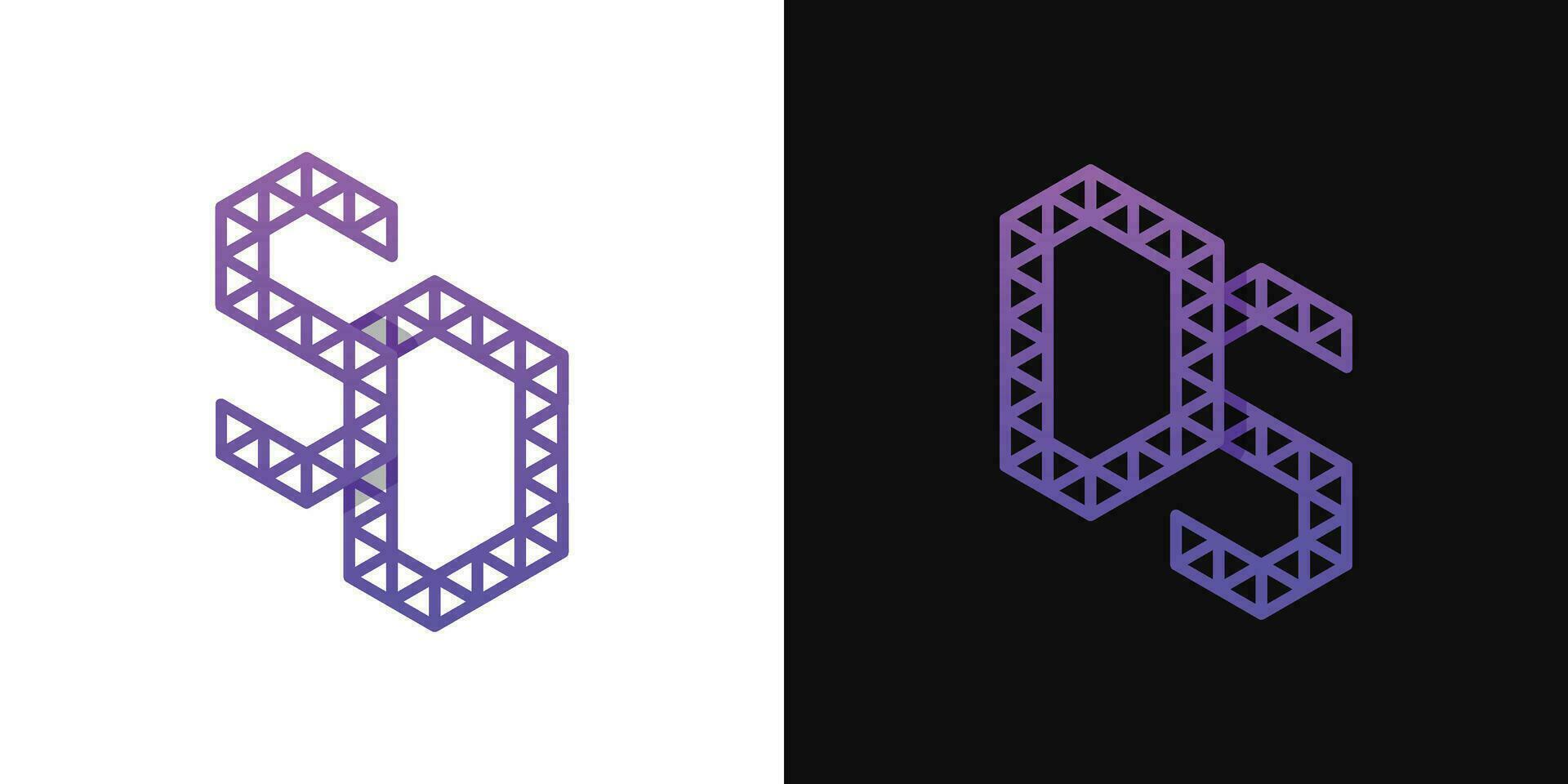Letters DS and SD Polygon Logo Set, suitable for business related to polygon with DS and SD initials. vector