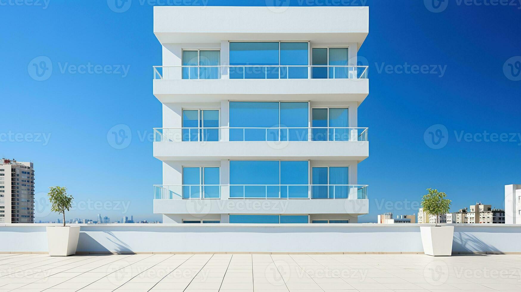 AI generated Villa elegant exterior casting shadows ai generated background image photo