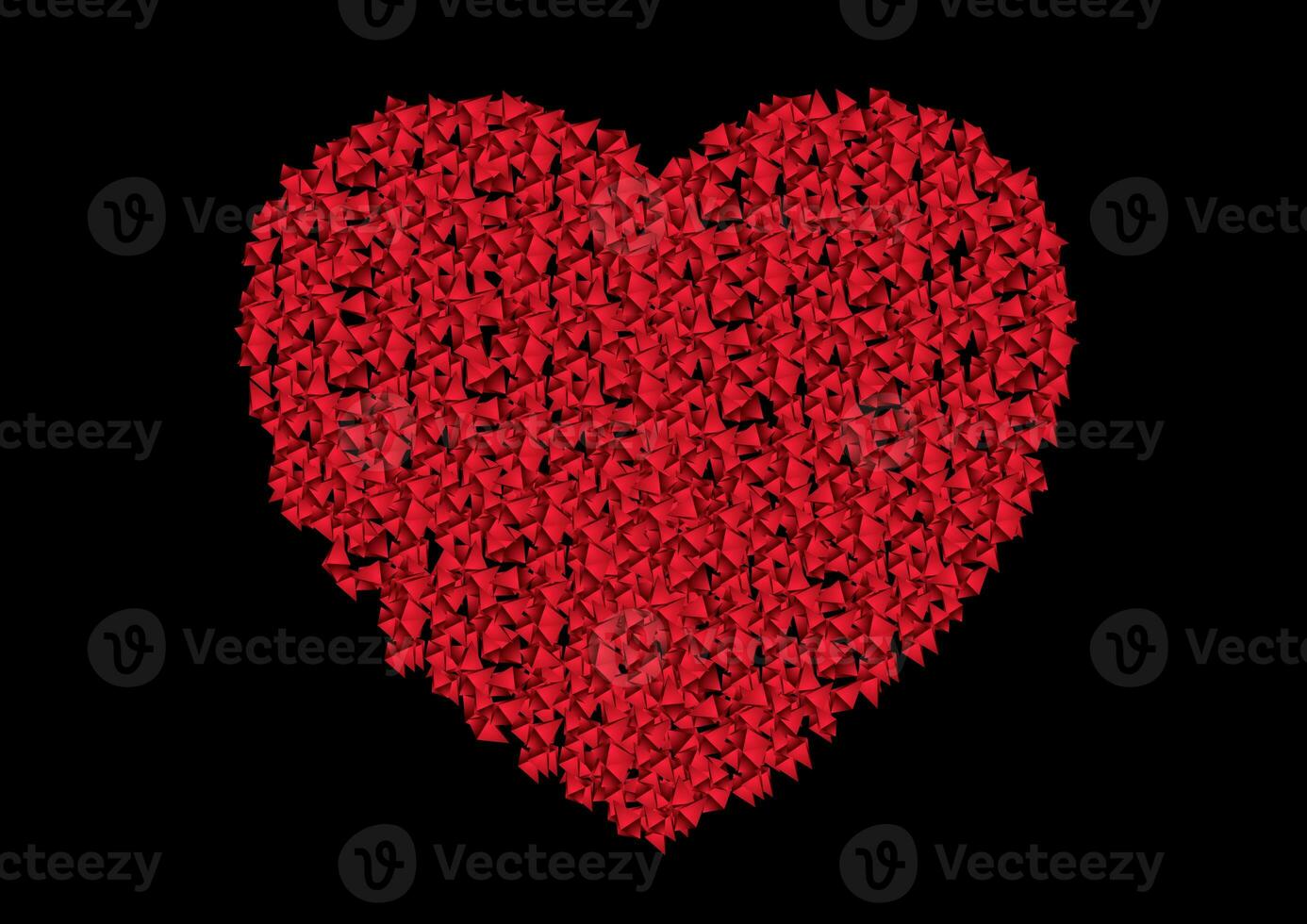 Ruby red heart from small polygonal shapes photo